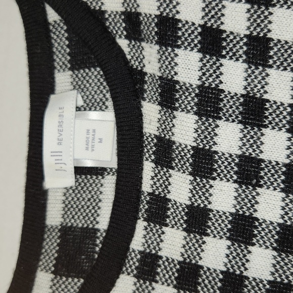 J Jill Sweater Black Gingham Reversable Crew Neck Long Sleeve Farmhouse Size M - Picture 13 of 13